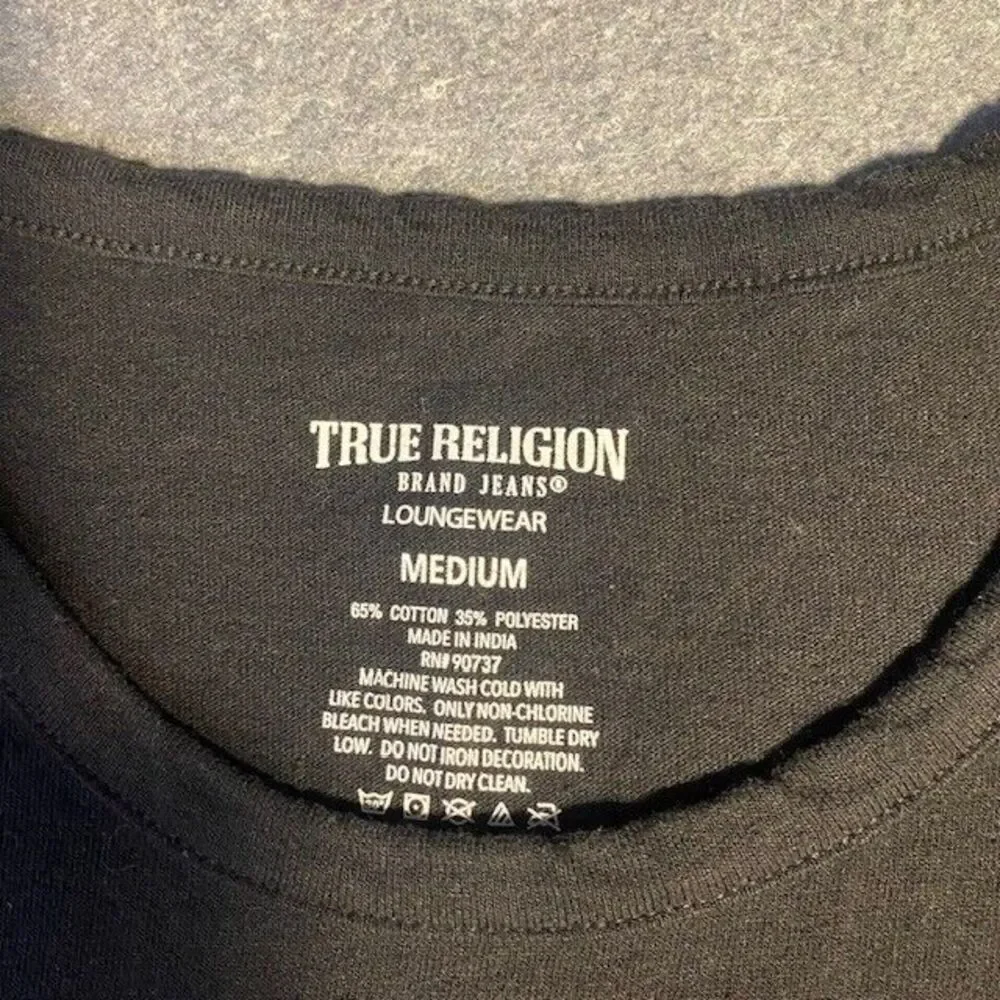 TRUE‎ RELIGION Loungewear Tank Top Men's Horseshoe RED Logo MEDIUM BLACK muscle